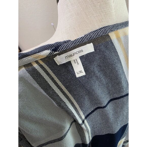 Plaid Open Front Kimono Wrap With Frayed Hem For Women Maurice - Picture 7 of 8